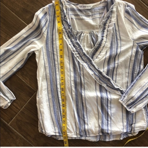 Zara striped faux wrap blouse Size Small - Picture 7 of 9